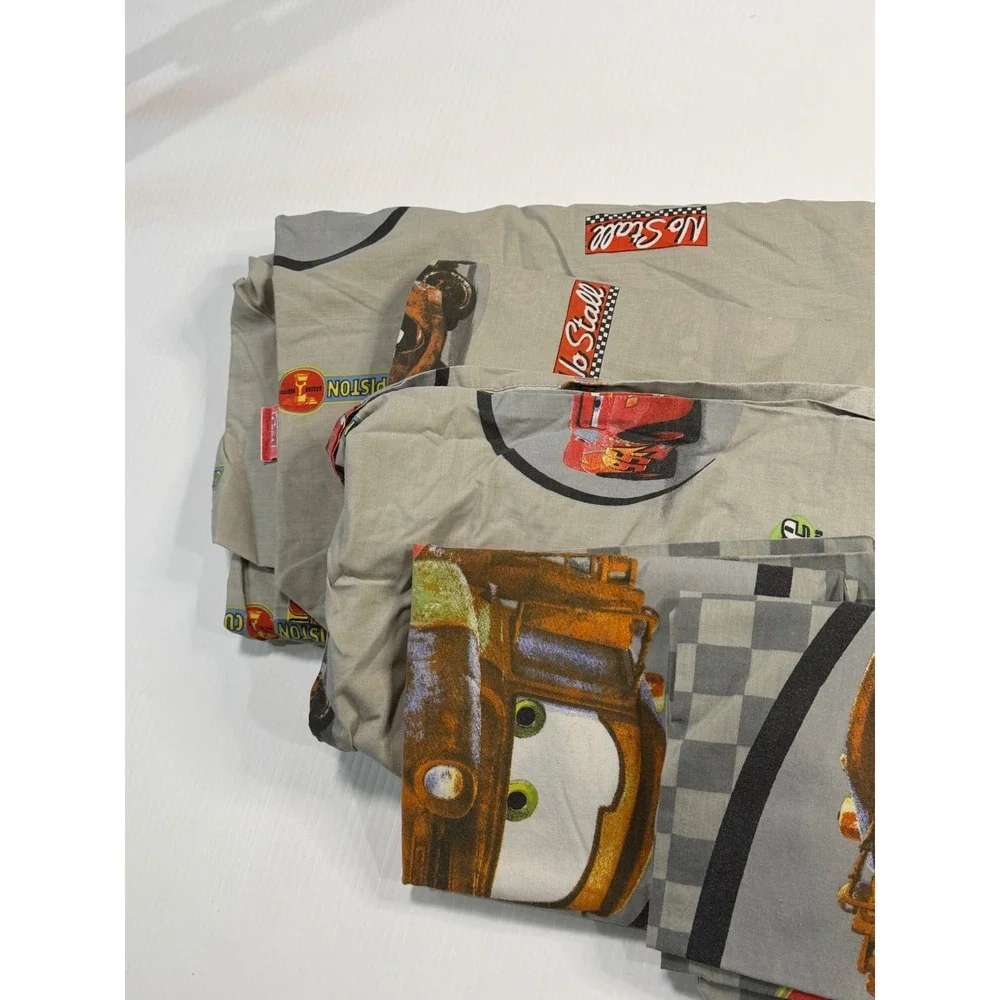 Disney Pixar Cars Sheet Set Grey Lightning McQueen Mater Piston Cup Twin 4pc